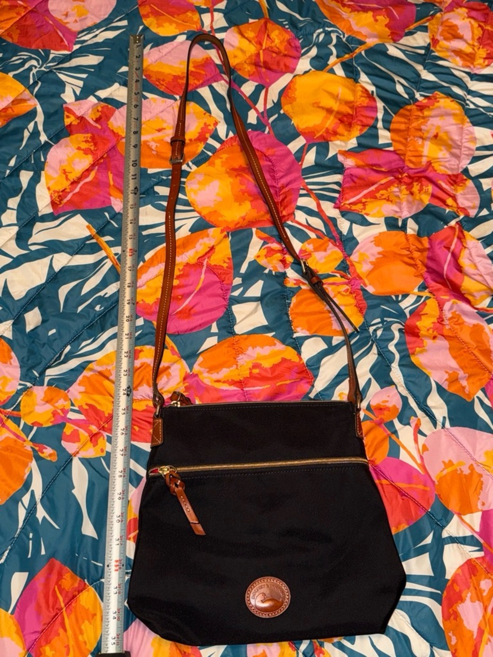 Dooney & Bourke Black Crossbody Bag with Brown Trim
